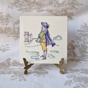 ROZENBURG Tile, 1900- 1910 tile Art Nouveau antique, Excellent collector Tile made by the Hague art pottery factory Rozenburg, H.W. Mesdag