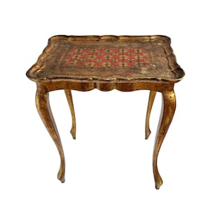 Florentine Gold Hollywood Regency Wood Side Table Wooden Hallway Table Decorative Table