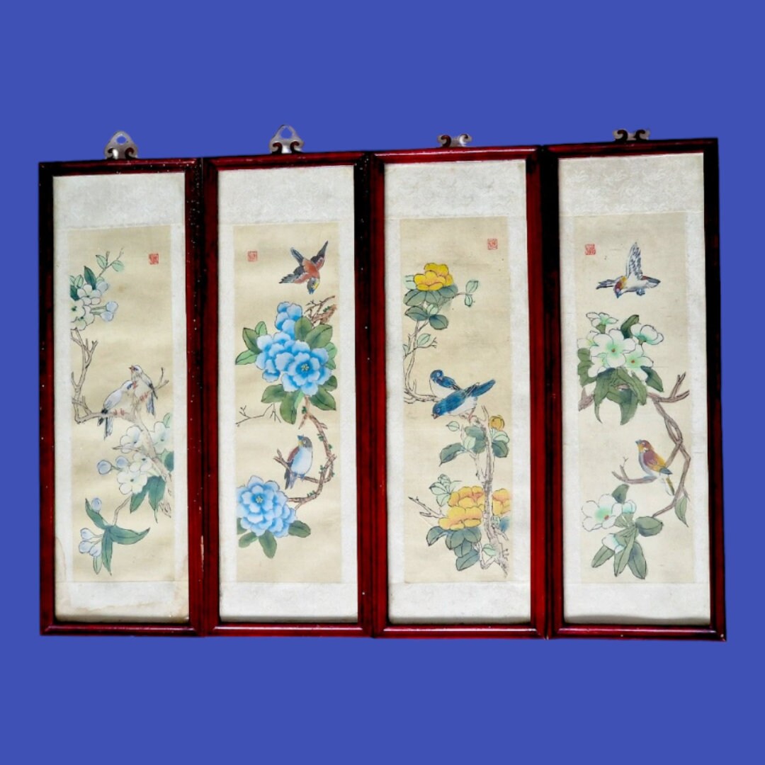 4 中国の絵画中国絵画ウード ヴィンテージ - Etsy 日本