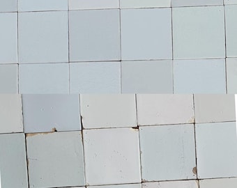 SAMPLE of 2 x 2 tiles, Dutch Witjes build in 13x13 cm - tiles available at DolmenAntiqueTiles, handmade Delft - 2x artisanal plus 2x 18th