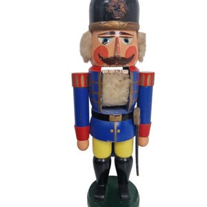 Authentic Ertz Germany xl  Nutcracker Wood vintage retro handpainted Christmas decoration with real mouth movement nut cracker, around 1950