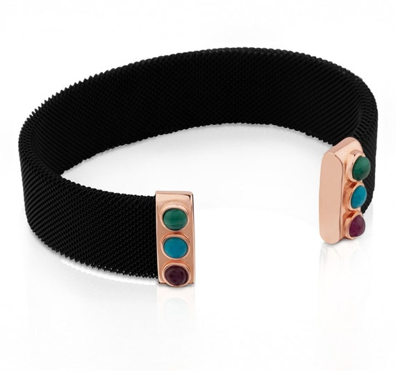 TOUS Super Power, Malachite Turquoise Ruby Gourmet Steel, Rose Vermeil  Bracelet 925/1000 Sterling Silver, 750/1000 18k Gold Designer Armband - Etsy