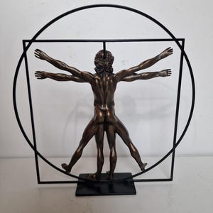 Sculpture Leonardo da vinci - the vetruvian man - mouseion museum sculpture maths figure by parastone, boxed, coa, limited edition, retired.
