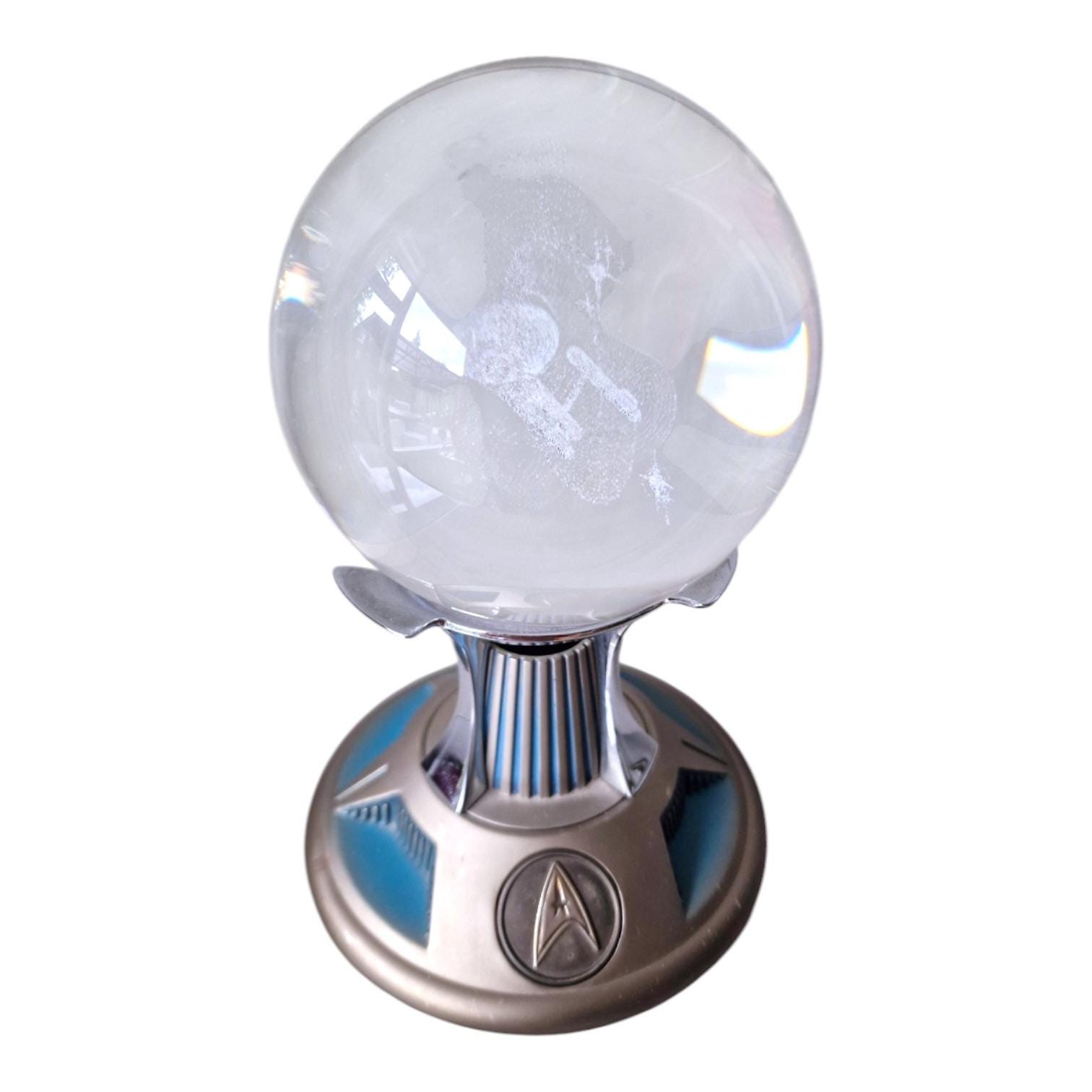 Franklin Mint Edição limitada Star Trek U.S.S. Enterprise NCC-170 Bola de cristal iluminada Vidro gravado com efeito holográfico Holograma vintage raro