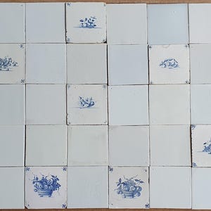 40x Delft tiles, landscape theme,9 x 17and 18th   Dutch White build in tilefield field  13x13 cm build-in, perfect mix w.