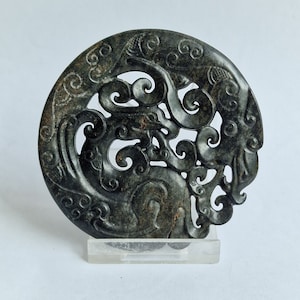 Jade amulet talisman met draak en feniks decor - China