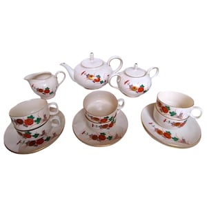 6p handpainted porcelain service tea japanese vintage porcelain chrysanten gold