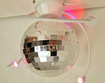 Vintage lamp,  disco light moving lamp, for table or ceiling. Made for ikea 70's 80's mirror sphere globe lightning