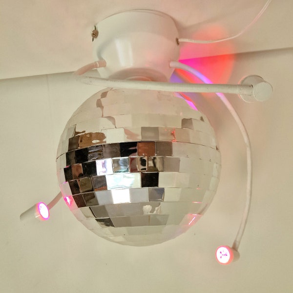 Vintage lamp,  disco light moving lamp, for table or ceiling. Made for ikea 70's 80's mirror sphere globe lightning