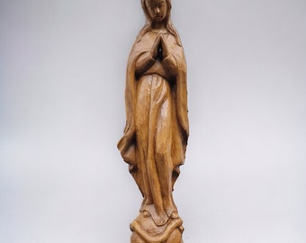 Limburg monestary wood sculpture 44 cm grote Art Deco houtsnijwerk Madonna, maria holland