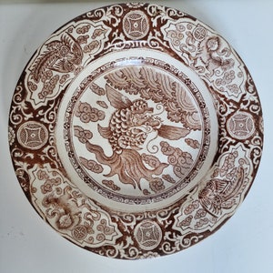 Scottish antique plate, J & Amp MP Bell Transferware dish plate IKAN china 1890, Glasgow, Scotland. bord plate dish