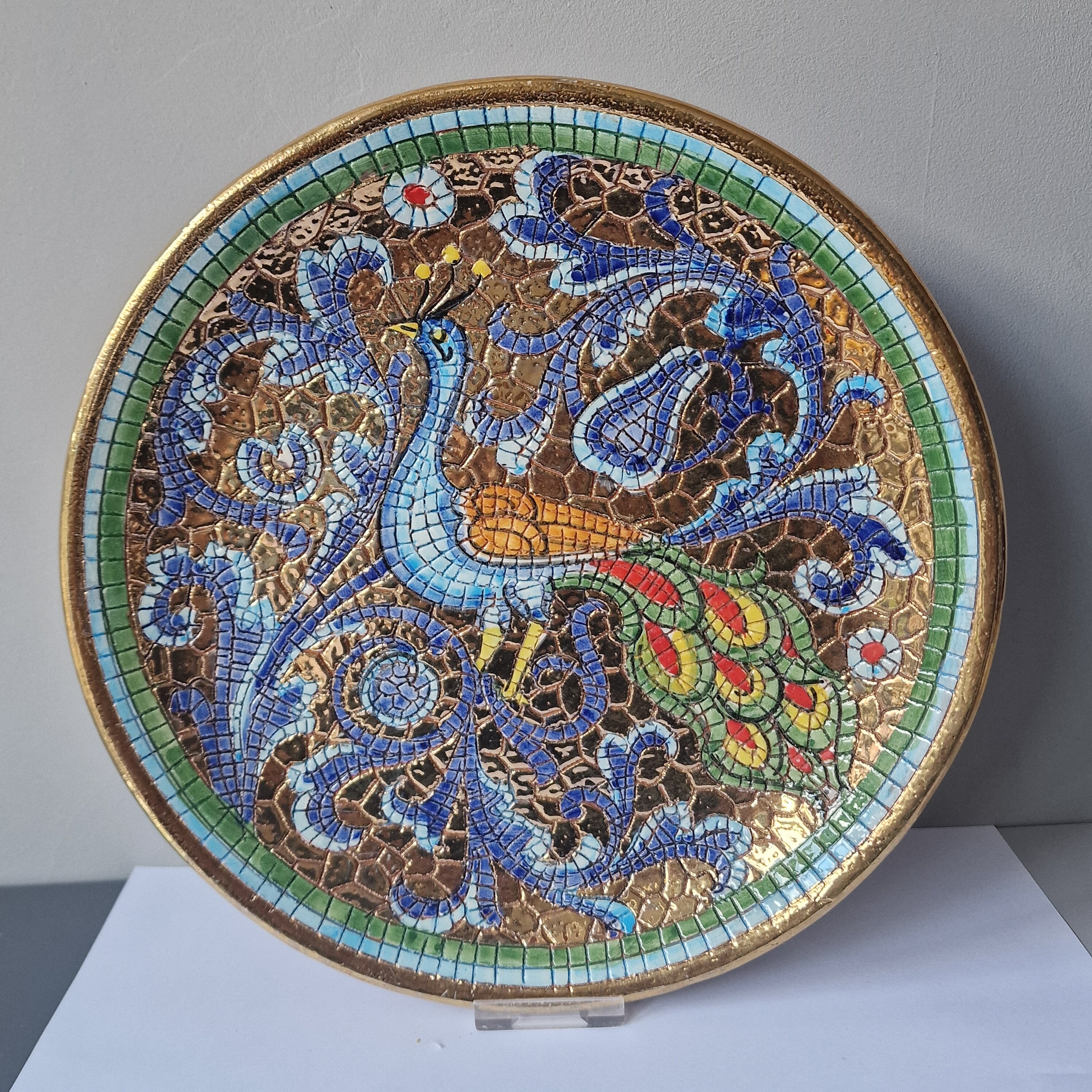 Mario Sambuco, DERUTA Antique Bord Italy Oro Byzantine