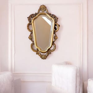 Art nouveau mirror facet cut antique  shell mirror spiegel zgn. Classic gold gilt mirror antique ca 1900-1920