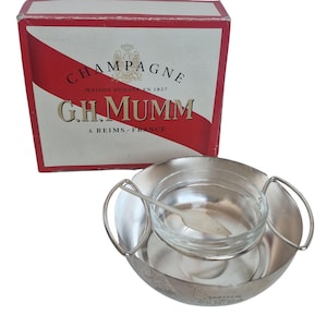 Caviarserver GH Mumm Champagne Caviar Cooler Silver Plate France 1970s w. Glass Insert and Spoon, boxed vintage exclusive fine dining french