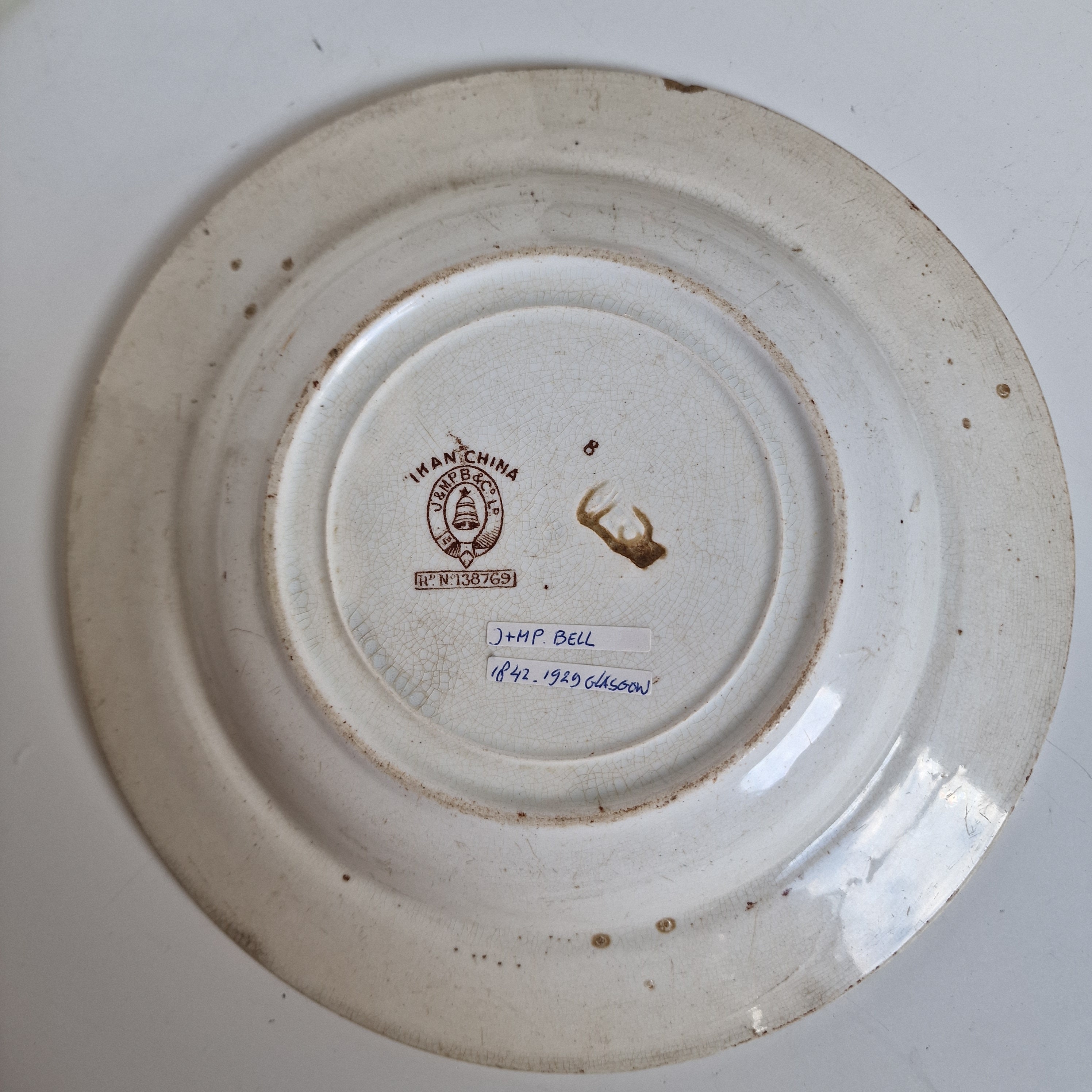 Scottish Antique Chinoiserie 19th Century Plate, J & Amp MP