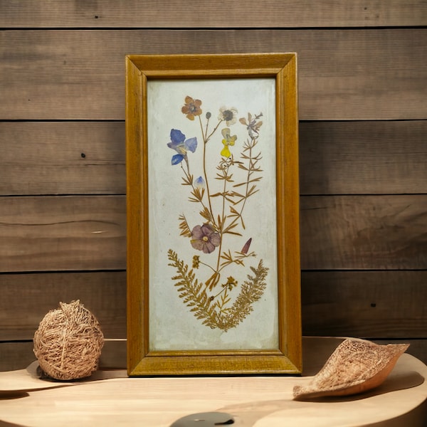 Memory lane, vintage antique schilderijtje, droogbloemen picked geplukte dried flowers romantisch!! 1e heft 20e eeuw bouquet