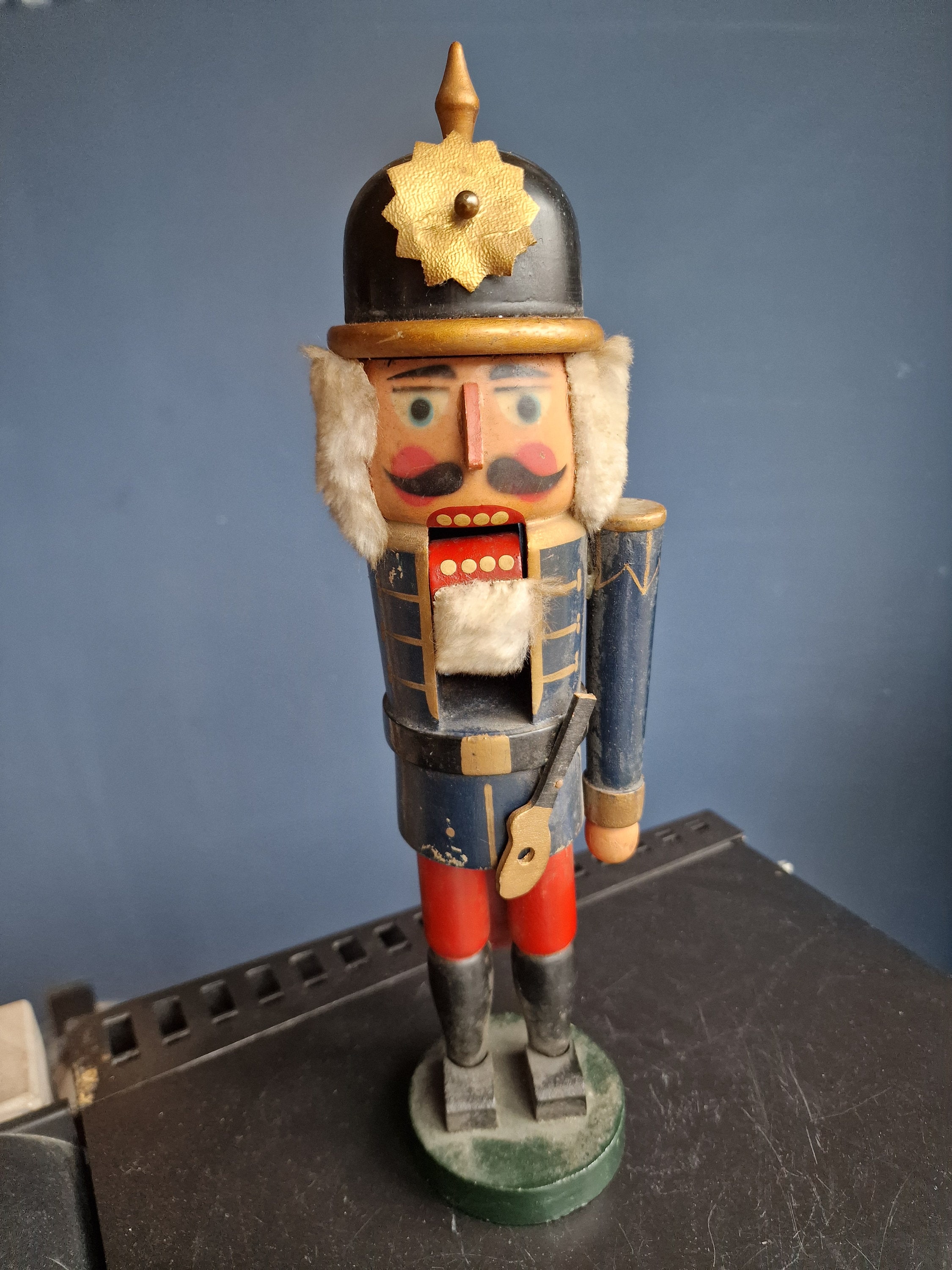Antique Authentic Nutcracker Wood Vintage Retro Handpainted Christmas Decoration With Real Mouth Movement Nut Cracker 1 Arm Missing 19th Etsy
