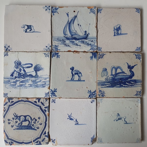 9 dutch 17th antique Delft build in  tilefield field of tiles tegelveld inbouw,  or. 13x13 cm tiles for  build-in, more on request