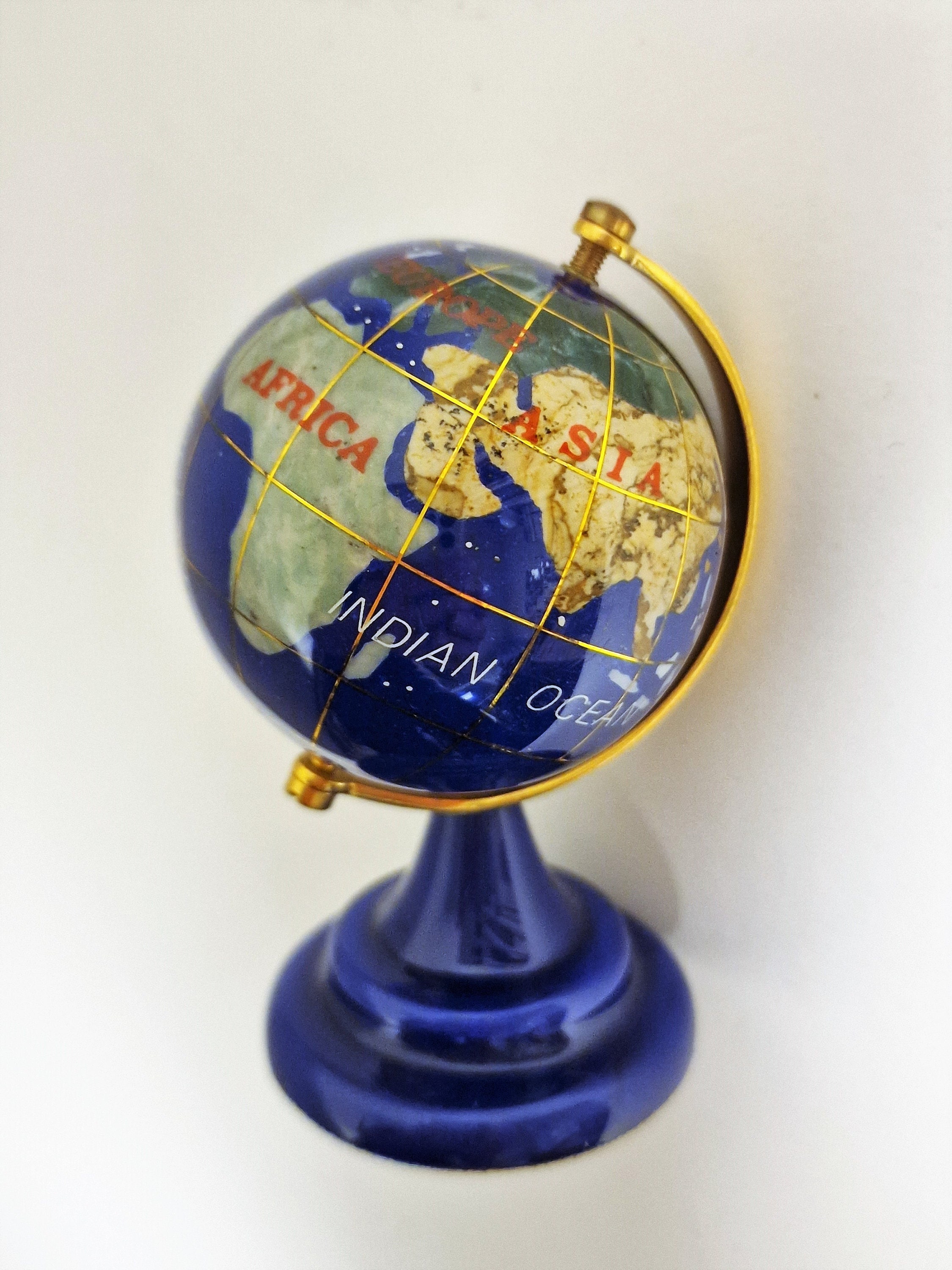 Charm, gold-plated: Globe with stones