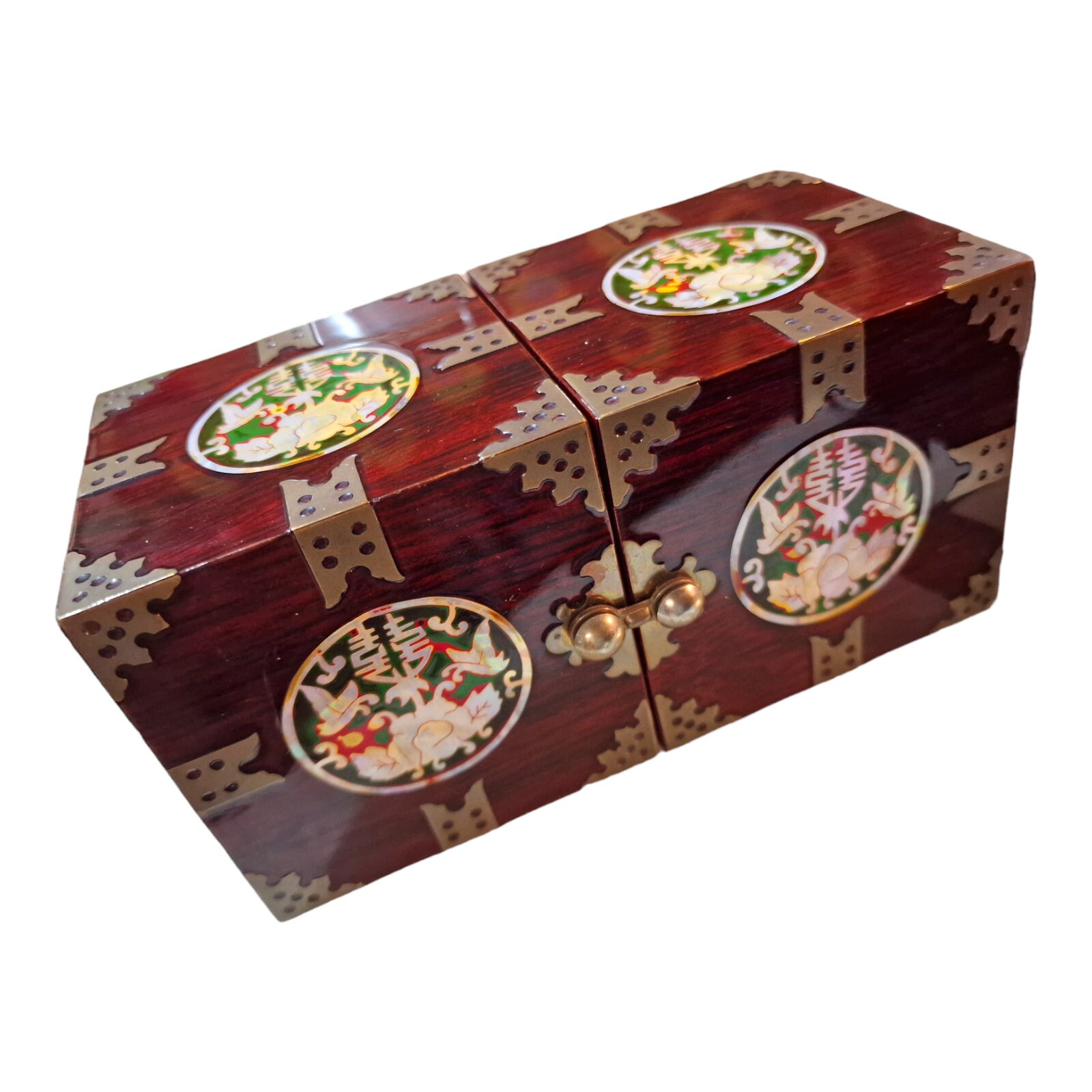 Boîte à Bijoux En Laque De Chine Incrustée De Nacre - Vintage - Très Bon état