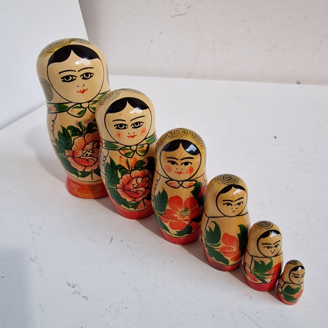 Old Handpainted Matrushka Doll in Doll in Doll in Doll :) Stunning Wood ...