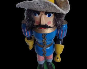 Marioneta antigua de madera de los Montes Metálicos, decoración navideña pintada a mano (38 cm, años 20)