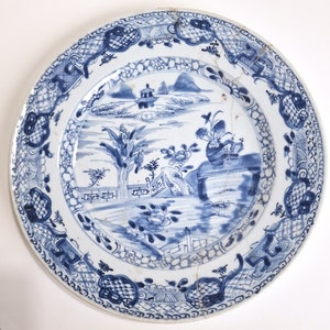 18th century chinese porcelain Kangxi dish decorated w. RARE large landscape, QIANLONG QING, 18th
