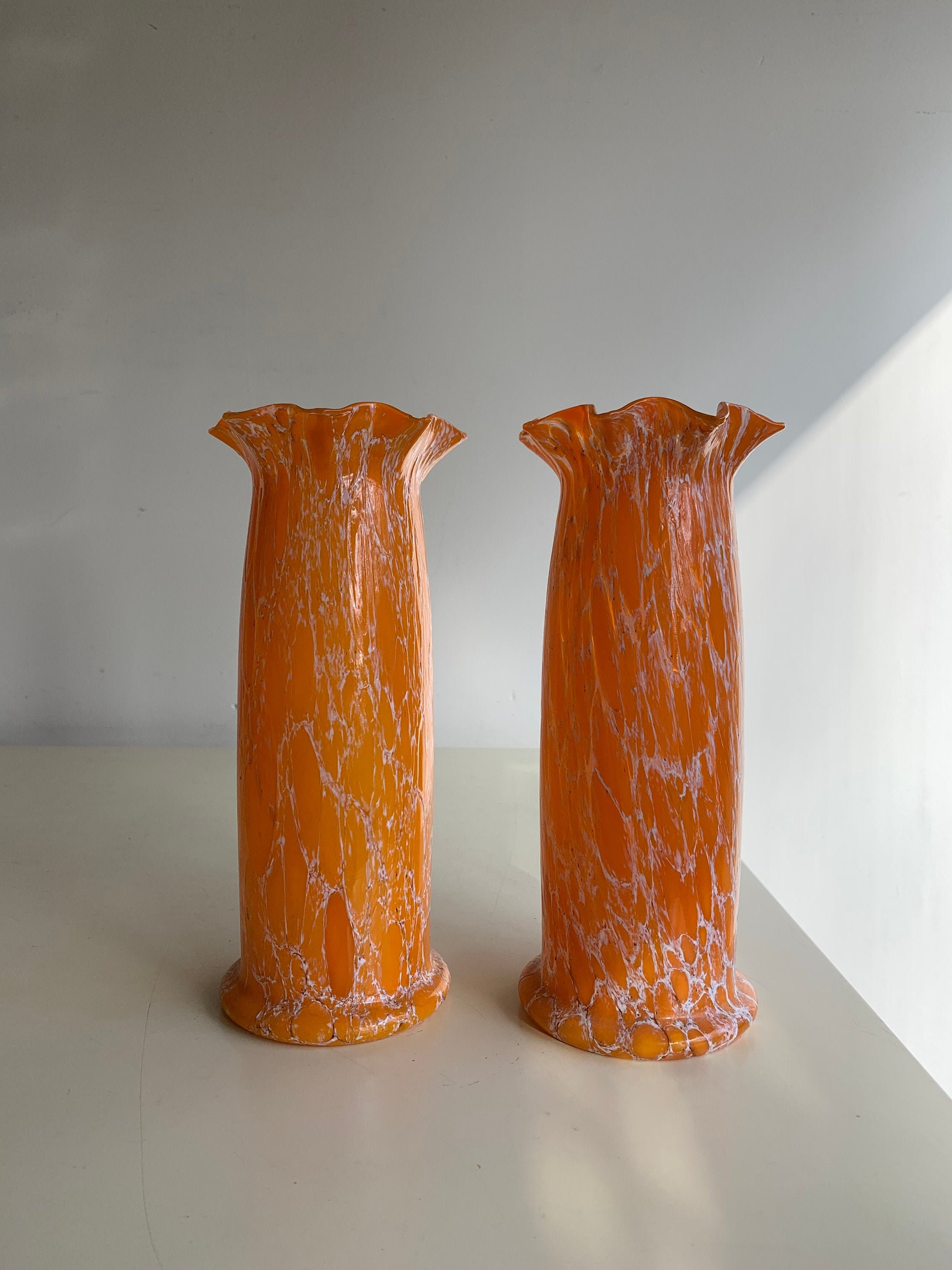Voorwaardelijk Helaas Kan worden berekend Jugendstil Glass Art Nouveau Vases Glazen Vazen Oranje Swirl - Etsy