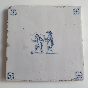 18‐19世紀オランダ デルフトタイル 額装『花柄』陶器 アンティーク