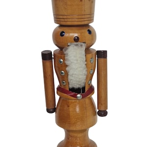 Authentic Ertz Germany xl  Nutcracker Wood vintage retro handpainted Christmas decoration with real mouth movement nut cracker, around 1950