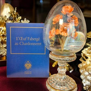 House of Fabergé - Crystal Collector Egg, the Fabergé Bouquet - Kristal, 24 Verguld, e-mail, parel hart, echtheidscertificaat
