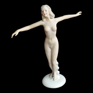 German Biscuit porcelain figurine, Child of the sun naked handPainted Girl Figure authentique marked statue antique jugendstil 24 cm perfect