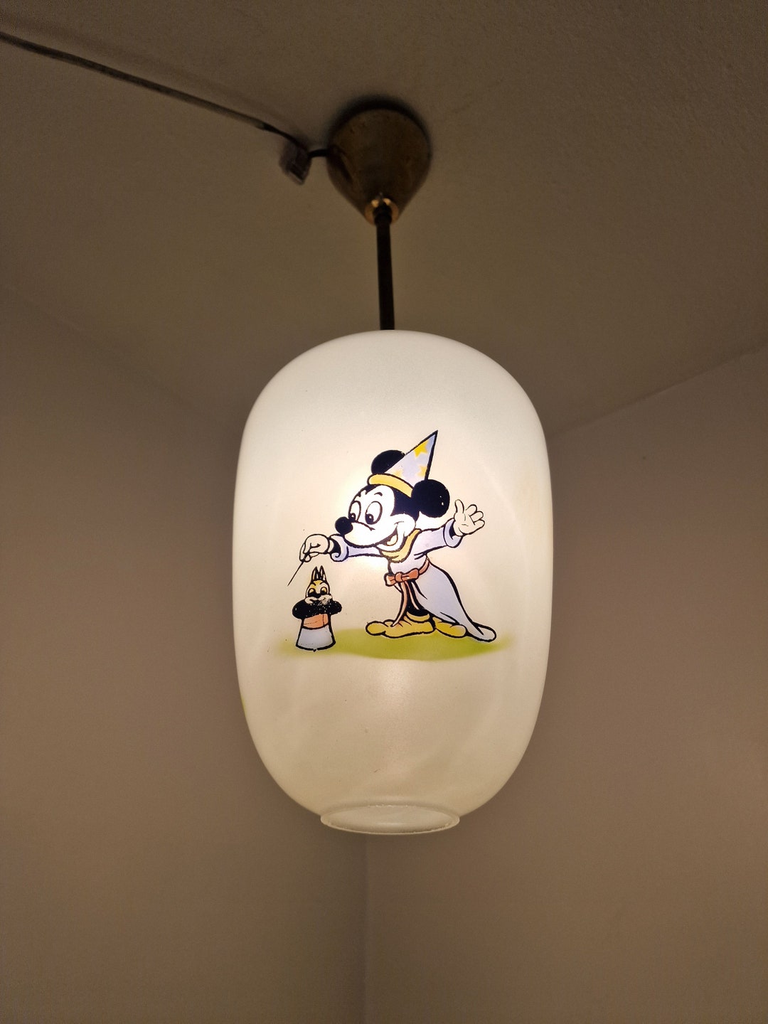 ume　ディズニー ミッキーマウス シェードランプ 　レア品 ヴィンテージ ディズニー ミッキーマウス オパーリン ガラス
