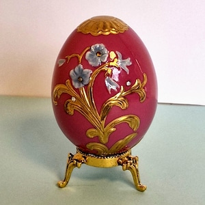 House of Fabergé porselein Collector Egg, Faberge F.Mint 24K verguld, kristallen, bloemen