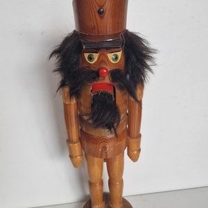 Antique xl 38 cm authentic Nutcracker Wood vintage retro handpainted Christmas decoration with real mouth movement nut cracker, around 1920