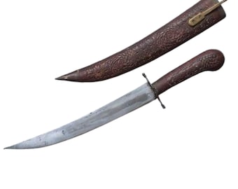 kukri jachtmes handcarved knife hunting knife sharp Indiaas mes met fraai houtsnijwerk fraai  scherp decoratief jachtmes