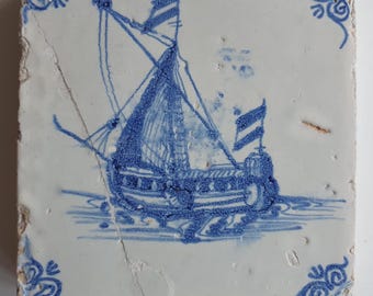 18 世紀のヴィンテージ タイル 2 枚 / オランダのアンティーク