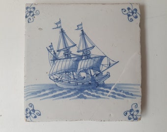 18 世紀のヴィンテージ タイル 2 枚 / オランダのアンティーク