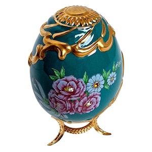 House of Fabergé porselein Collector Egg, Faberge F.Mint 24K verguld, kristallen, bloemen