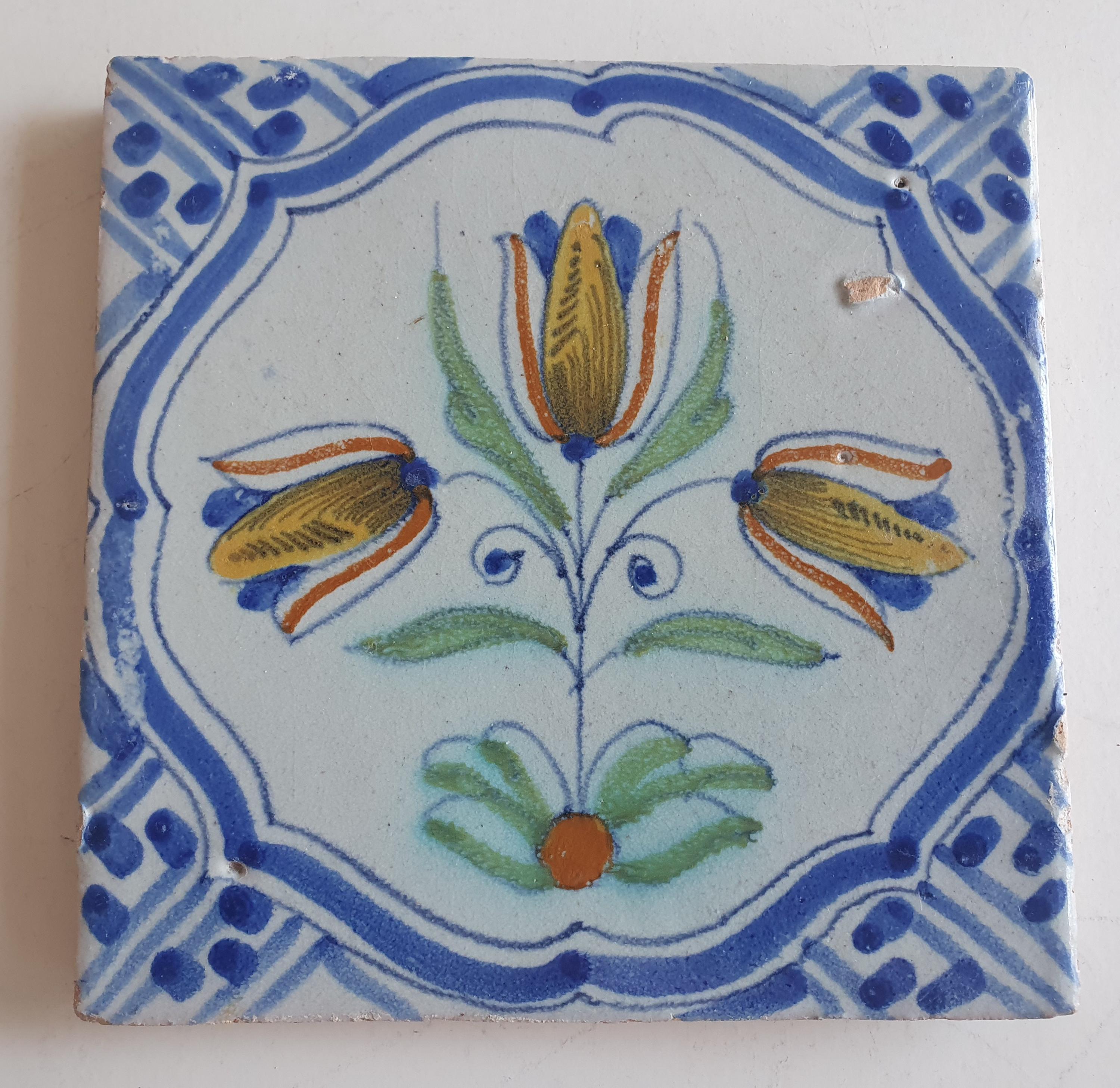 アンティークデルフトタイル – 17世紀オランダの多色花模様 - Etsy 日本
