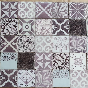35 x , 18th and 19th century Delft build in tiles / parts tilefield field tegelveld, 30 x  antique Dutch build-in manganese