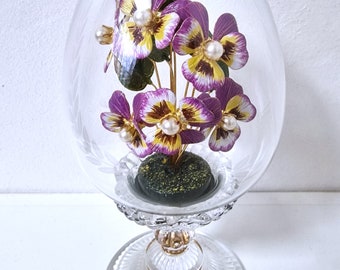 House of Fabergé, faberge Crystal Collector Egg, Faberge F.Mint Enamel VIOLIN Bouquet Egg, austrian crystal, enamel, 24K gilt, faux pearls