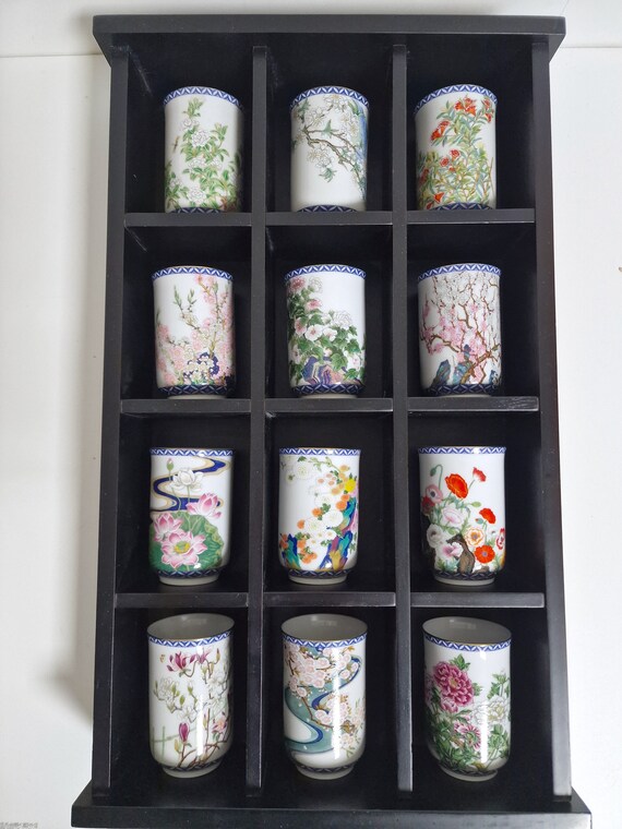 Porcelain Japanese Teacups in Cabinet, Kinuko Yamabe X TFM