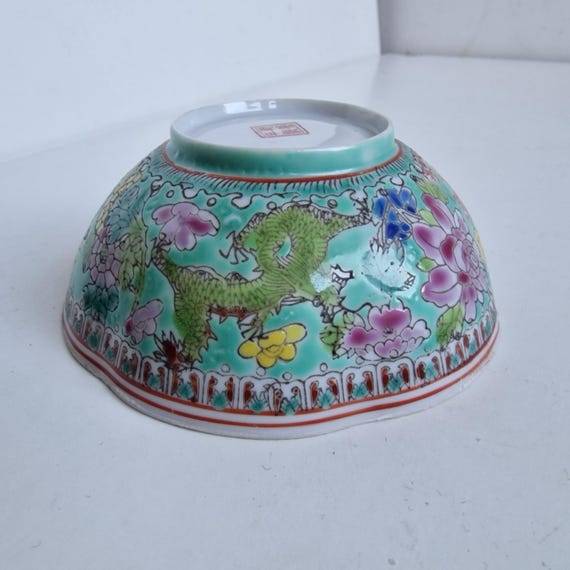 中国陶磁器 明宣徳 青白磁 ドラゴン模様 ボウル 中国陶磁器 明宣徳 青