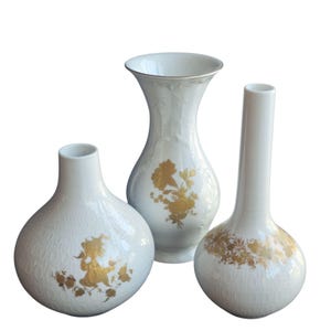 3 vases ROSENTHAL WIINBLAD porcelain Germany Vintage Bjorn Wiinblad Rosenthal Studio-linie Romanze romance Gold Plated, Hand Painted vintage