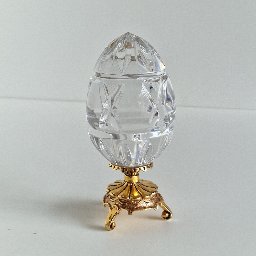 Fabergé Lead Crystal Egg on Gold Foot Etsy