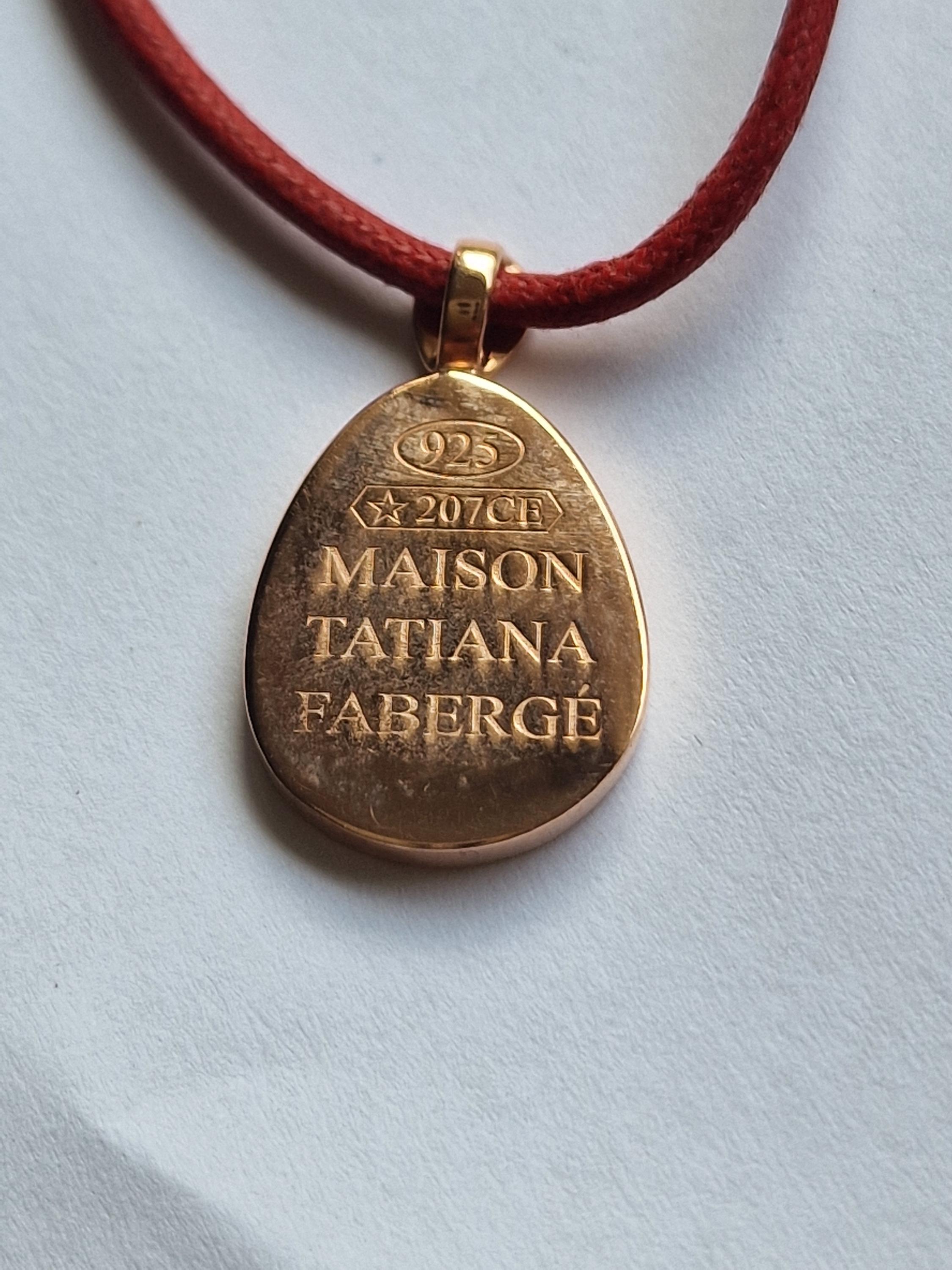 Tatiana Fabergé, Coa, Enameled Egg Pendant 925 Sterling