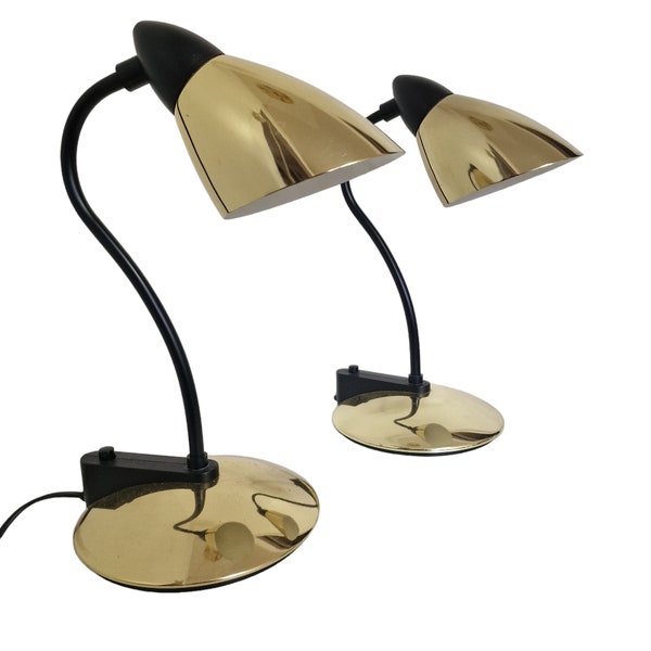 Stel superbe  design tafellampen, perfect condition adaptable desk lamps table lamps, gold black Brilliant germany, solide, vintage