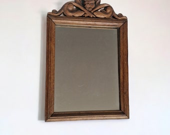 antieke houten spiegel, Frankrijk. Handgesneden, 19e eeuw