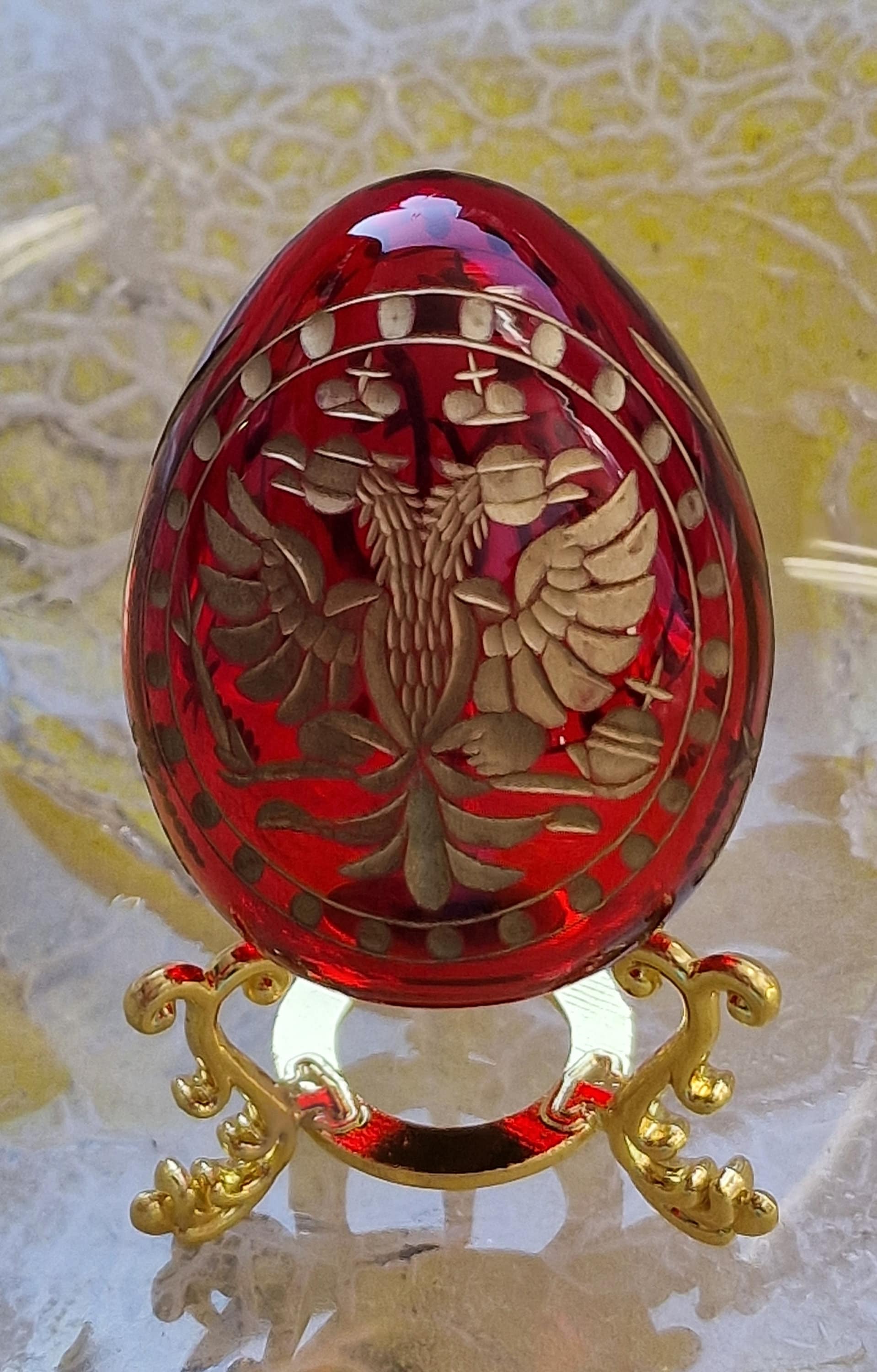 FABERGÉ クリスタル卵型彫刻ファベルジェ　FABERGE ガラス瓶 Fabergé - Ruby Red Crystal Collector Egg Fabergé - Kristal
